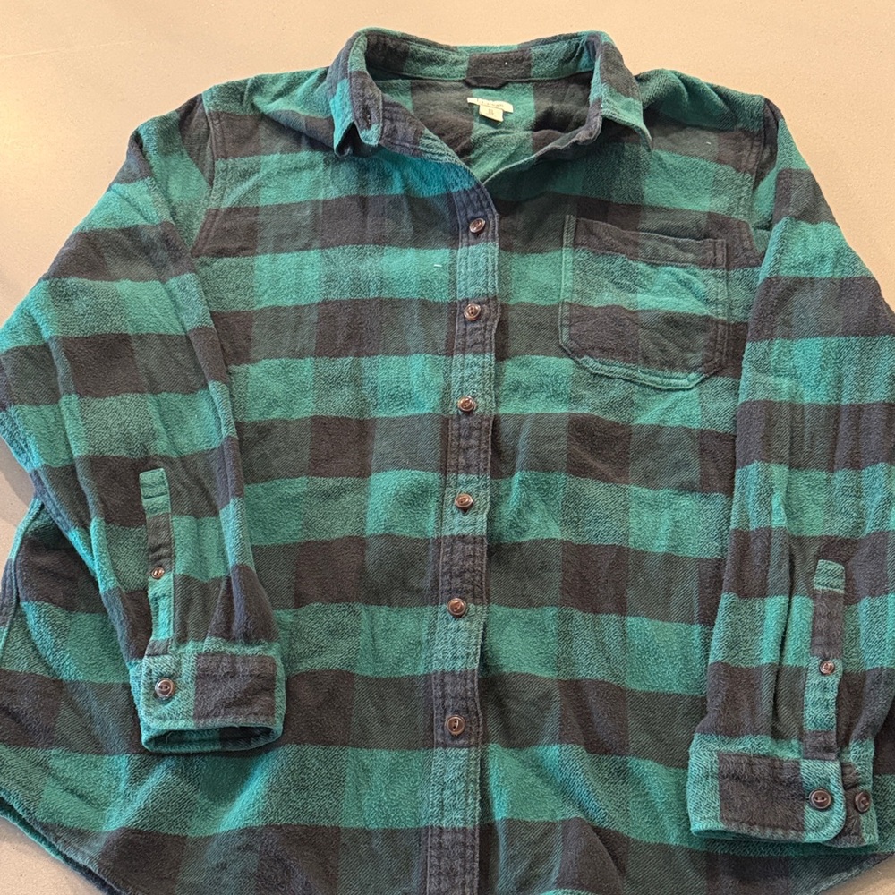 L.L. Bean green and Black Plaid Shirt